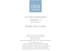 Université du Littoral France Lettres Modernes